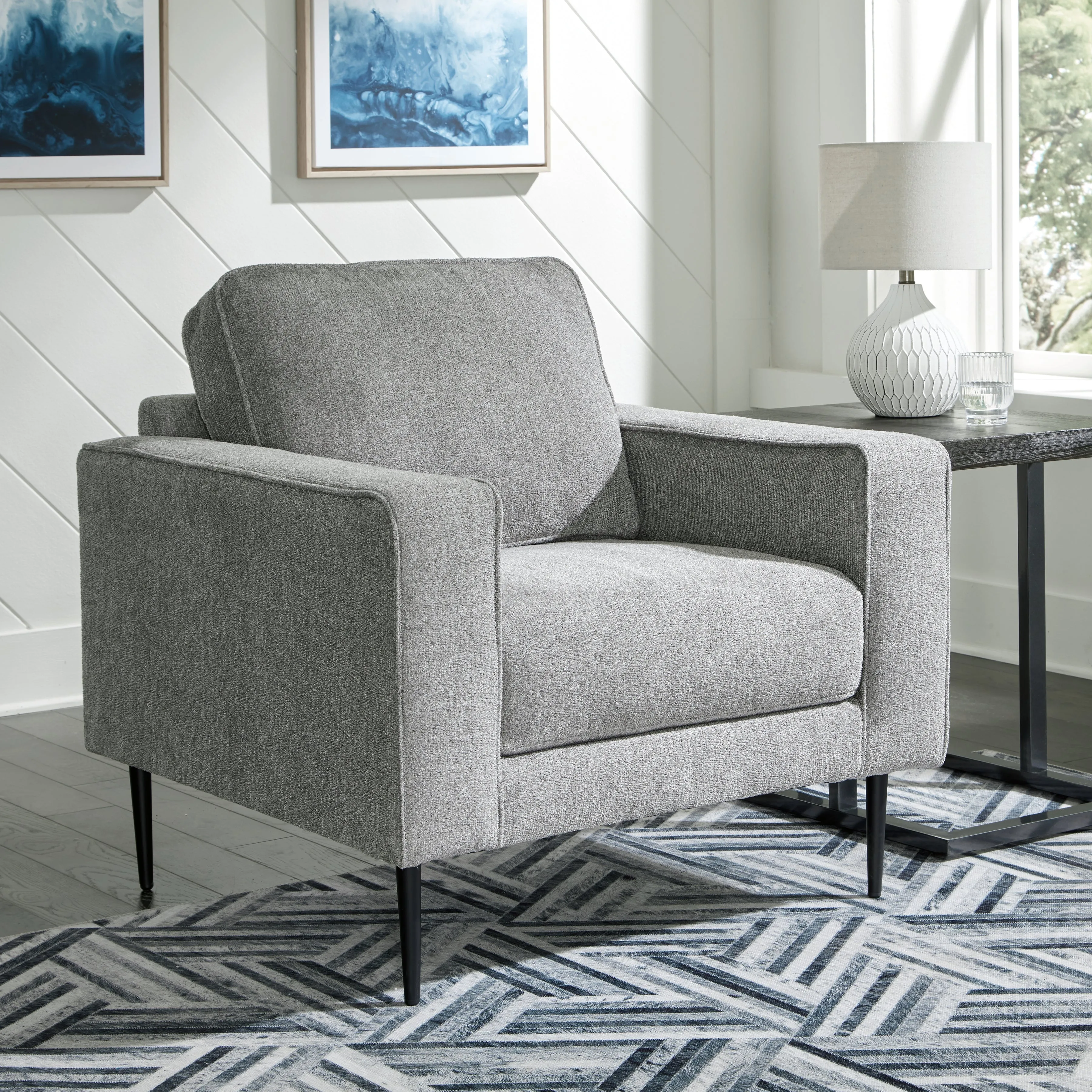 Hazela Chair and Ottoman in Charcoal