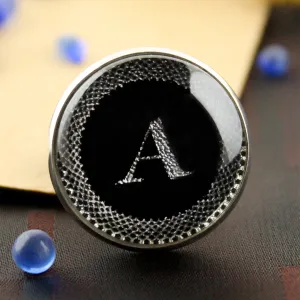 Kavove Elegant Black Colour Alphabet A Lapel Pin