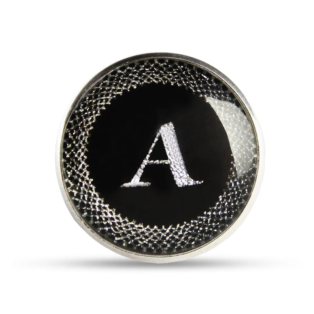 Kavove Elegant Black Colour Alphabet A Lapel Pin