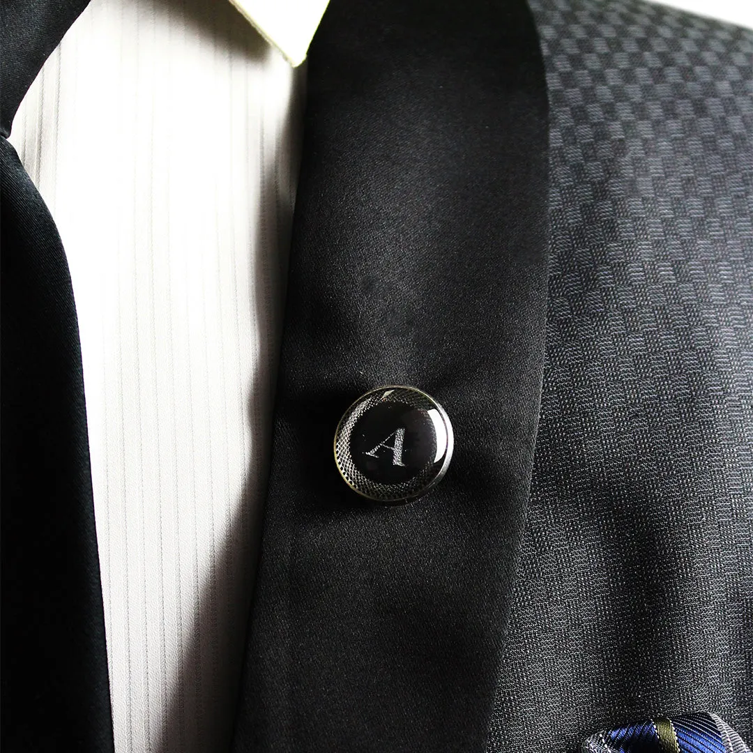 Kavove Elegant Black Colour Alphabet A Lapel Pin