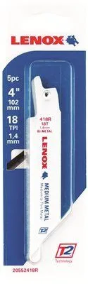 Lenox Bi Metal Reciprocating Blade 18T 4 Inch