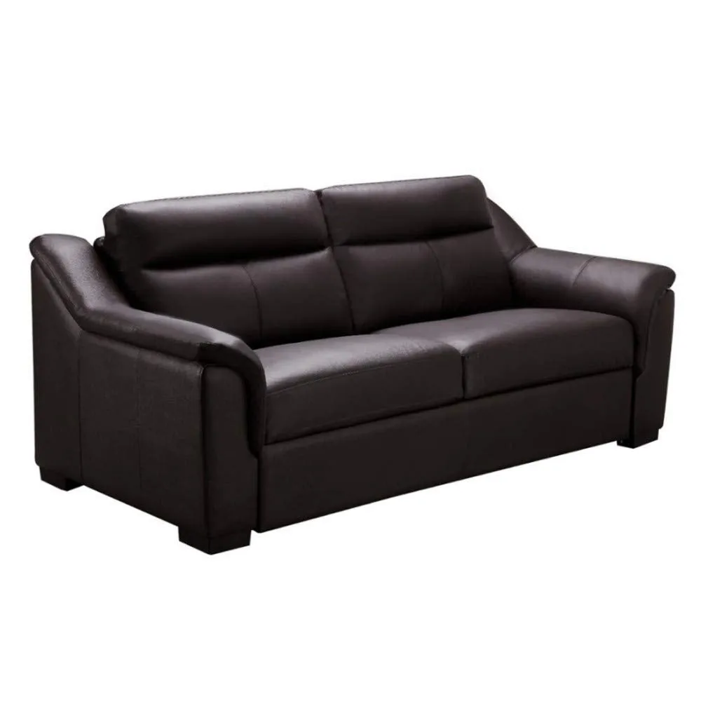 Marvel Wood 3 Seater Leatherette Sofa for Living Room - Brown