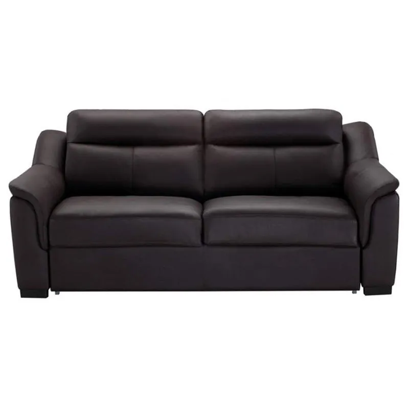Marvel Wood 3 Seater Leatherette Sofa for Living Room - Brown