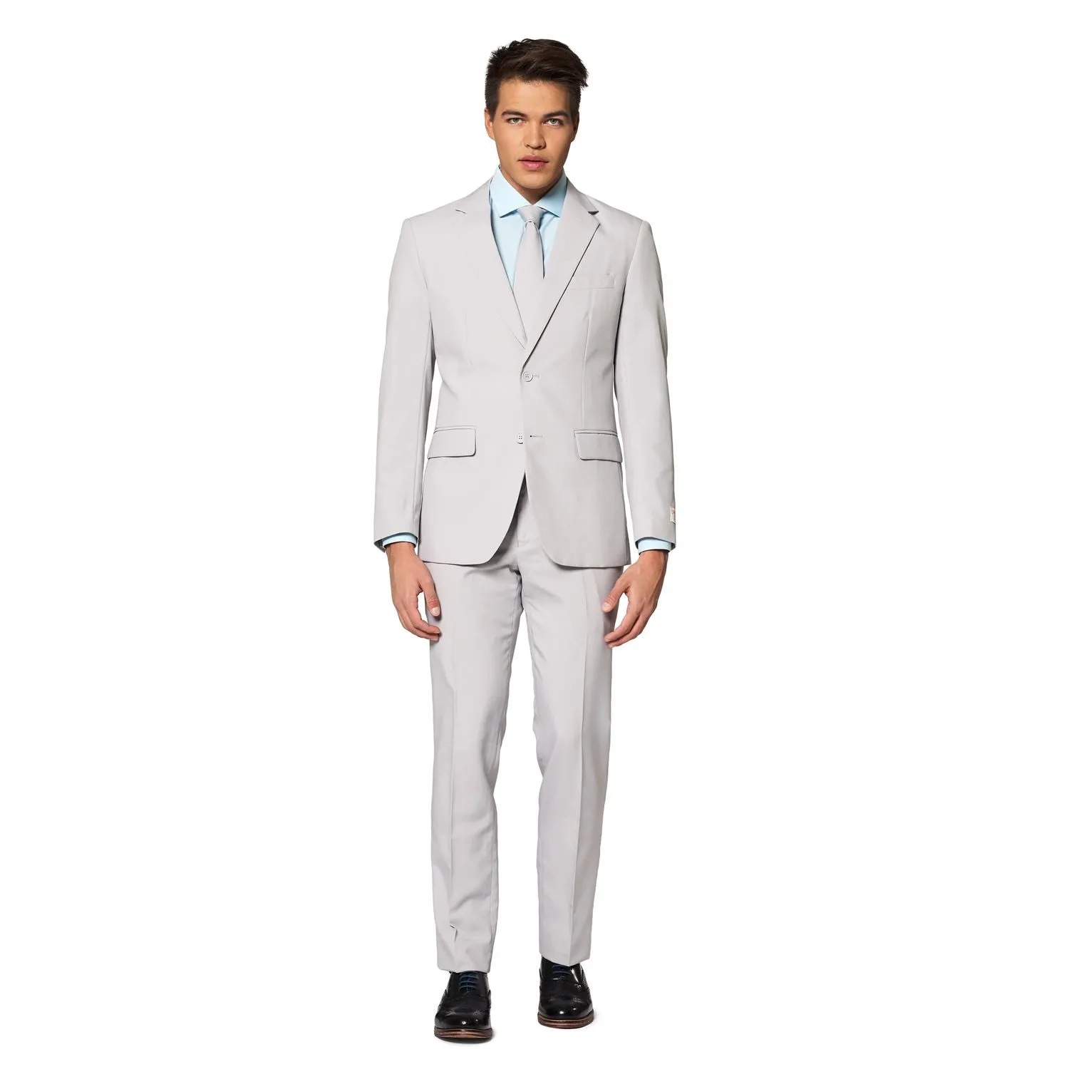 Men's Slim Fit OppoSuits Plain Suit and Tie, Gray