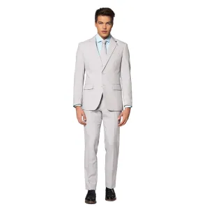Men's Slim Fit OppoSuits Plain Suit and Tie, Gray