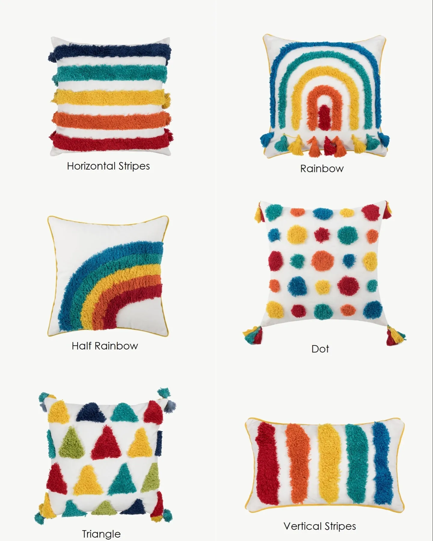 Multicolored Rainbow Throw Pillow Case | 6 Styles |