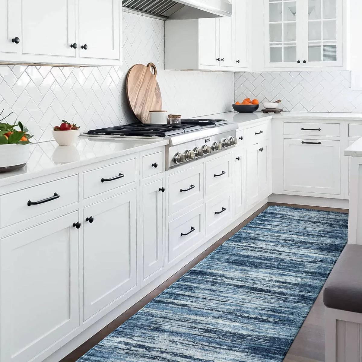 Nadia Modern Ombre Abstract Blue Area Rug