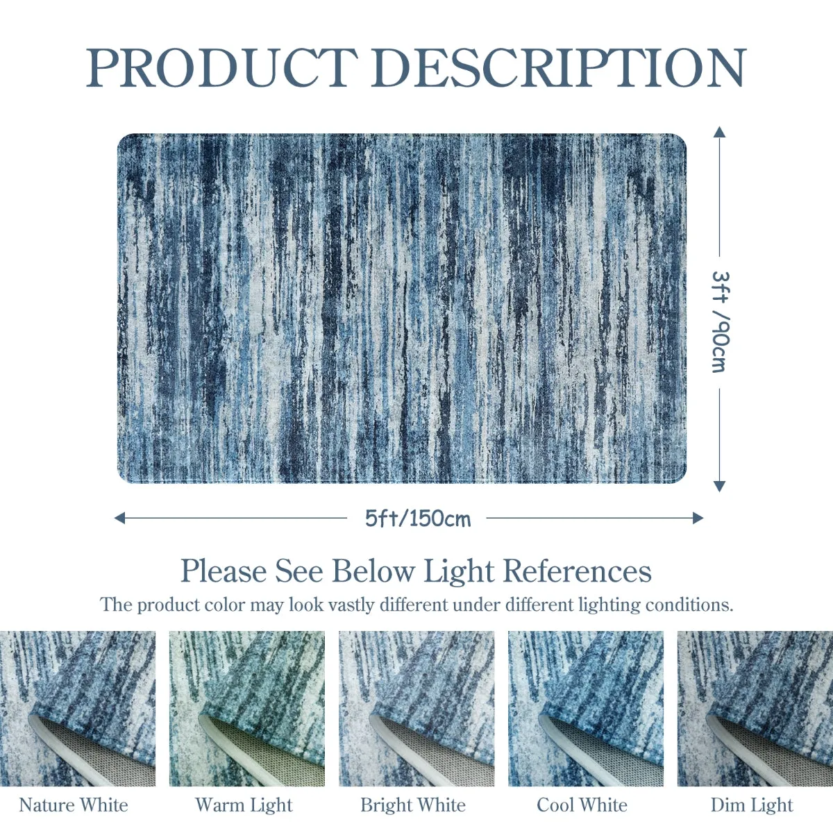 Nadia Modern Ombre Abstract Blue Area Rug