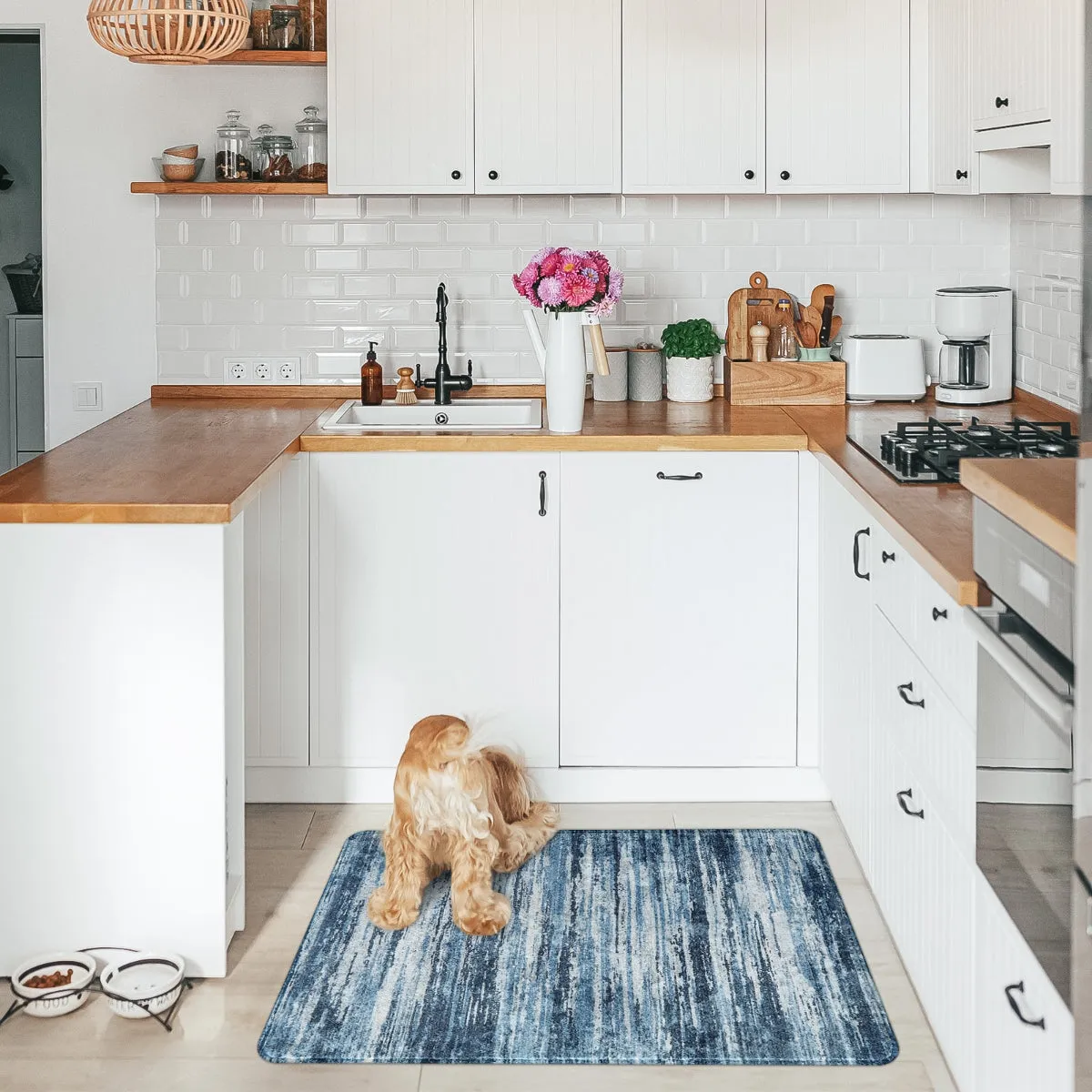Nadia Modern Ombre Abstract Blue Area Rug