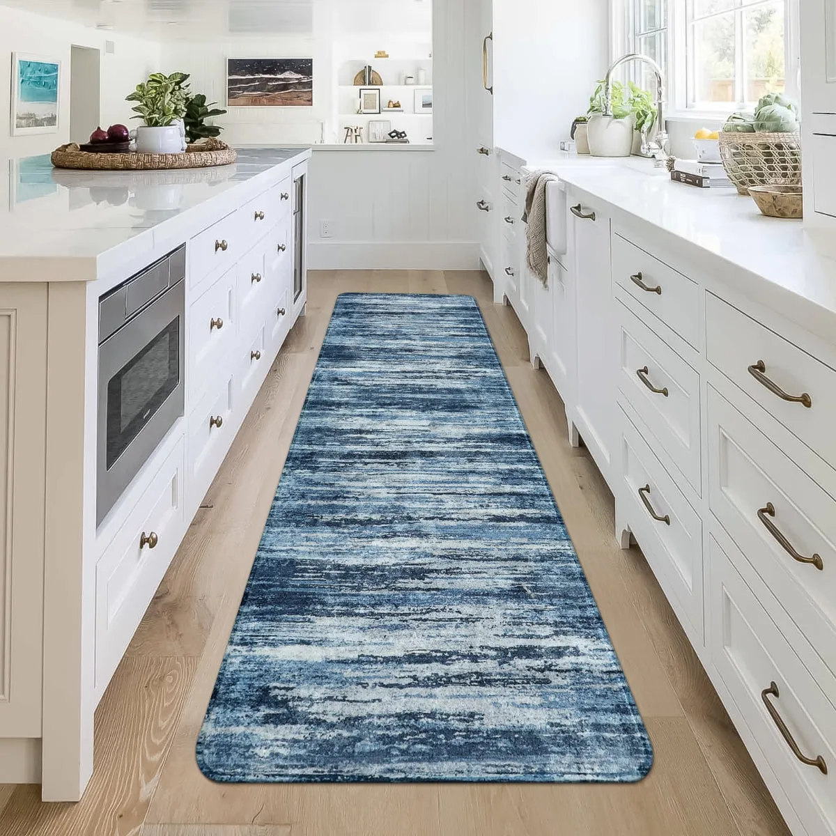 Nadia Modern Ombre Abstract Blue Area Rug