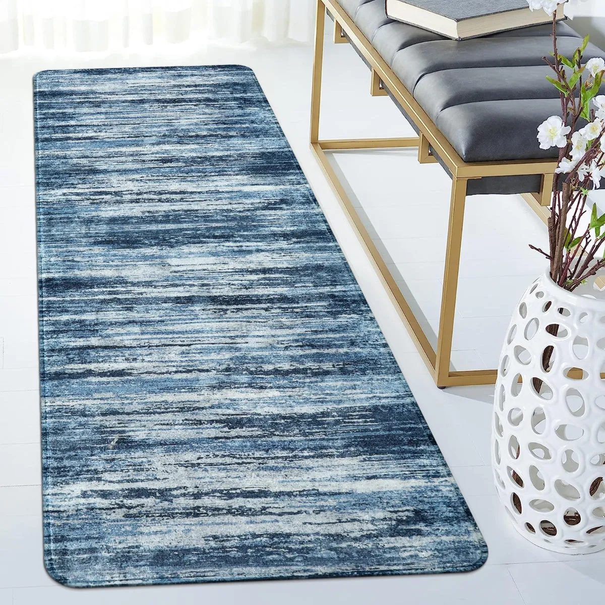 Nadia Modern Ombre Abstract Blue Area Rug