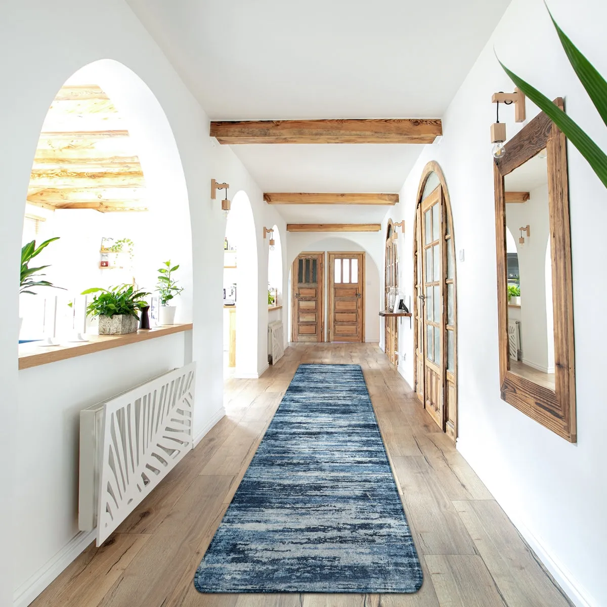 Nadia Modern Ombre Abstract Blue Area Rug