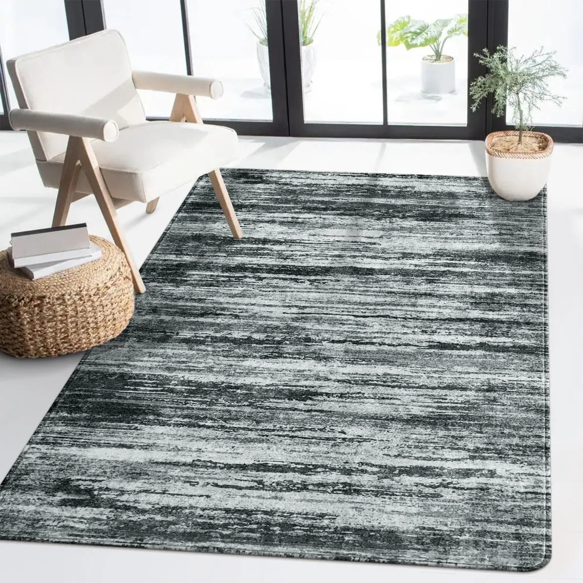 Nadia Modern Ombre Abstract Grey Area Rug