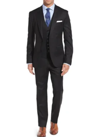New Caravelli Black 3 Piece Vested Slim Fit Suit