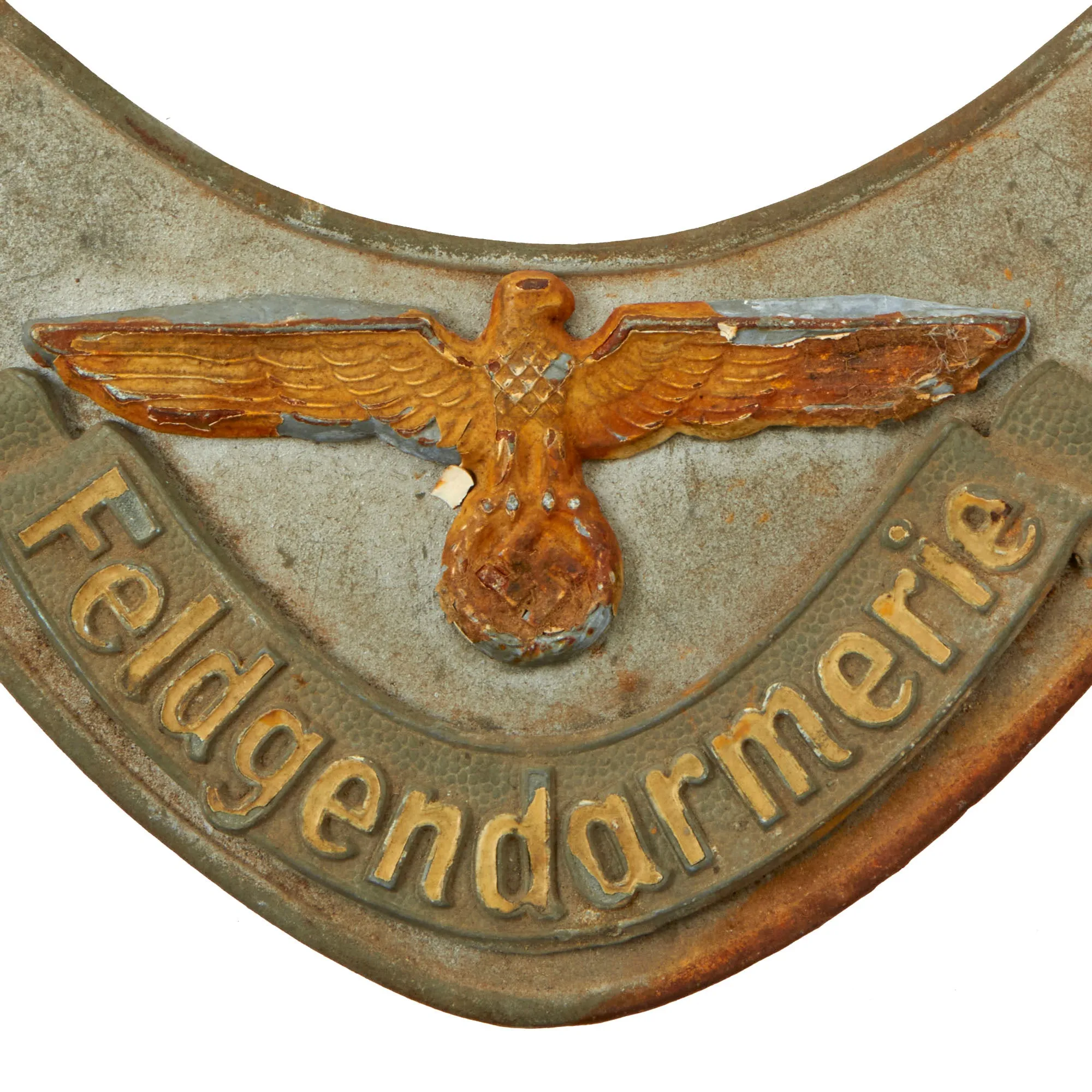 Original German WWII Feldgendarmerie Police Gorget without Chain - Battlefield Pickup Condition