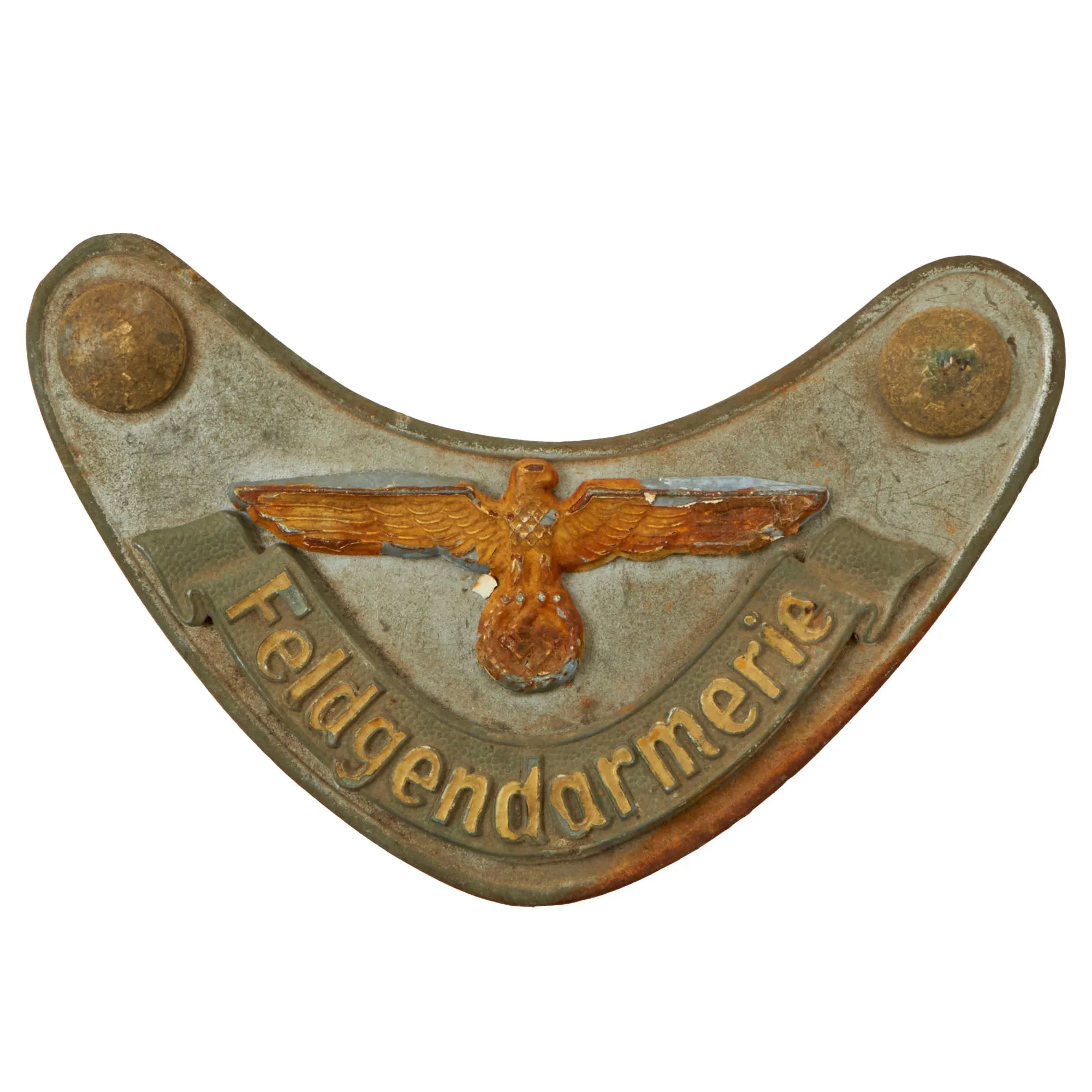 Original German WWII Feldgendarmerie Police Gorget without Chain - Battlefield Pickup Condition