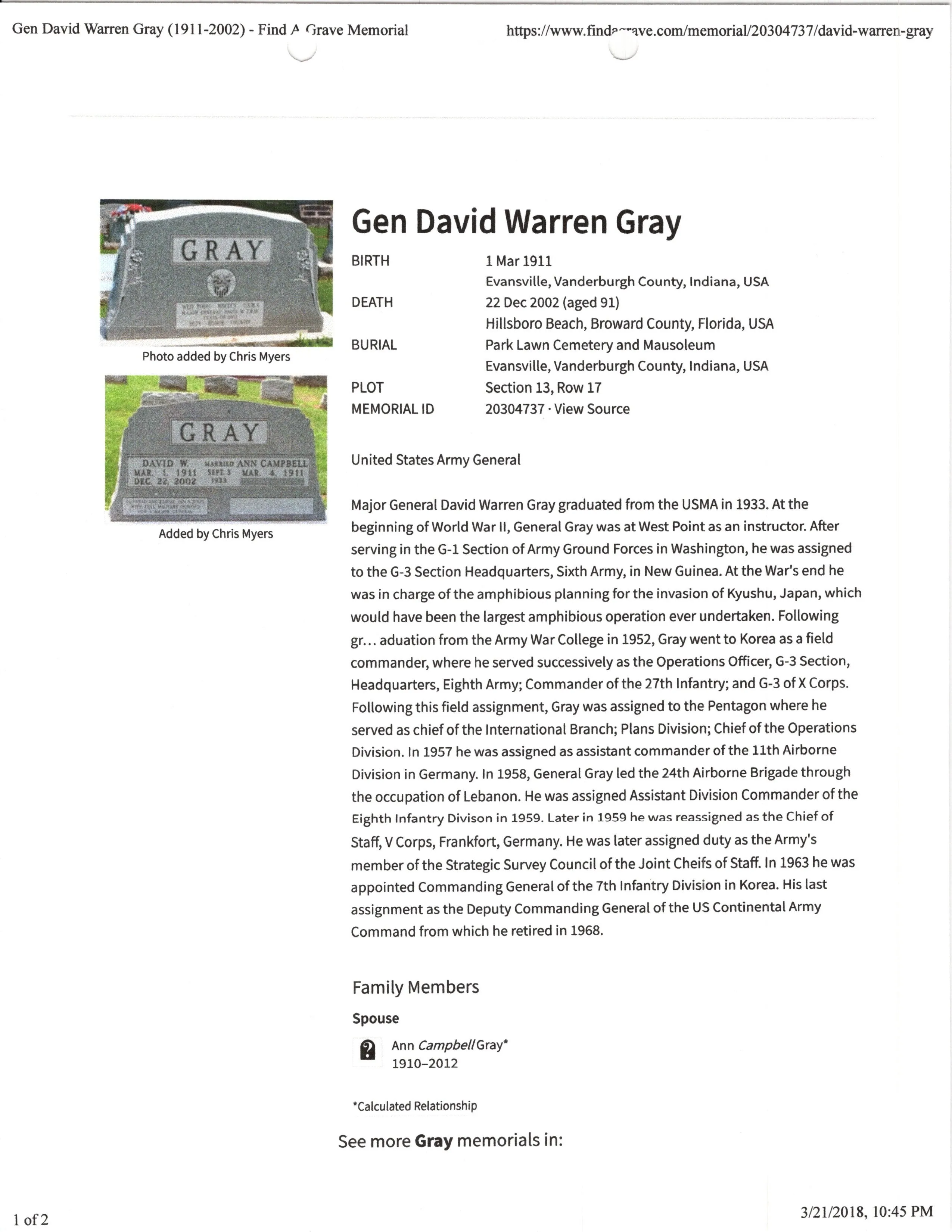 Original U.S. 1960s Major General David Warren Gray HBT Shirt