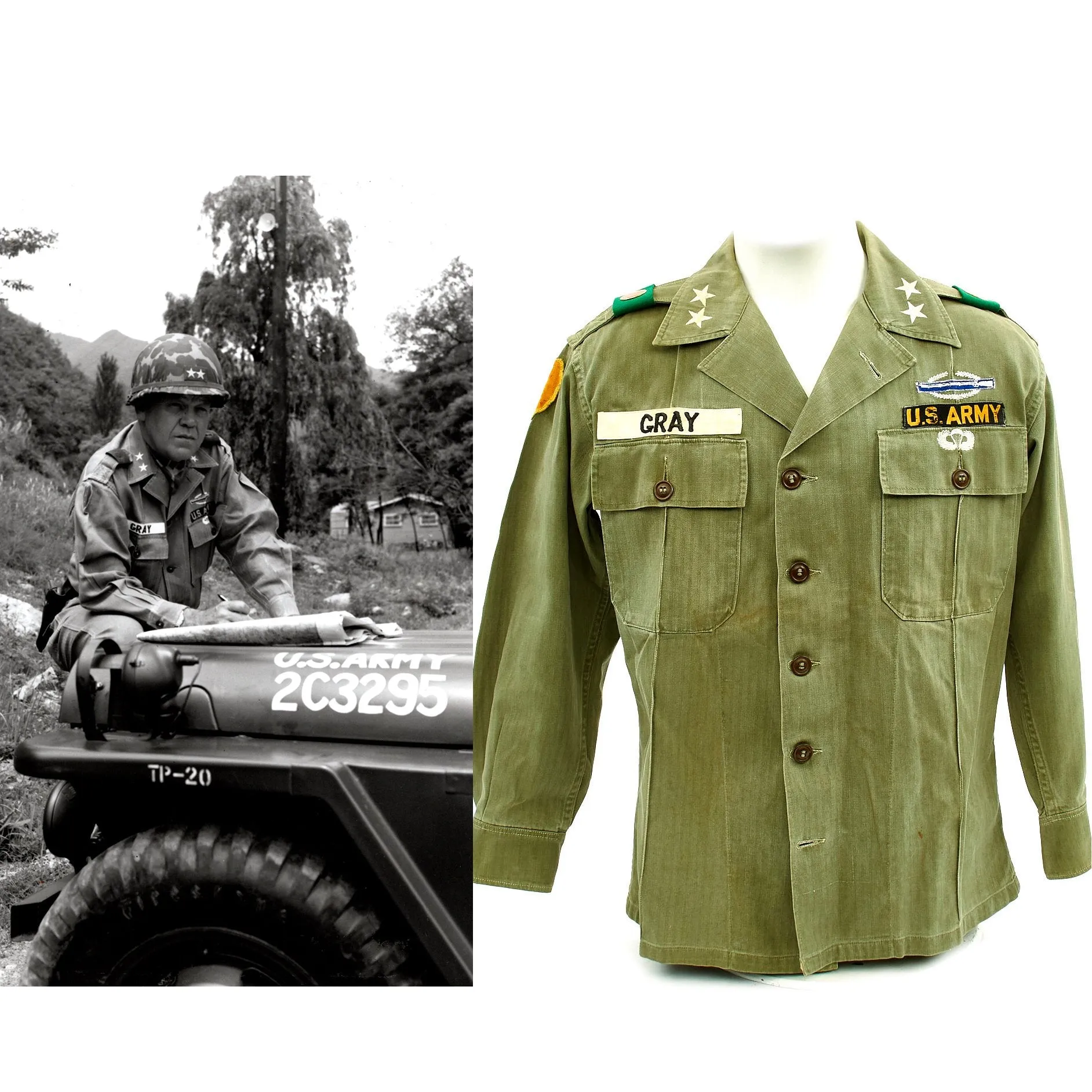 Original U.S. 1960s Major General David Warren Gray HBT Shirt