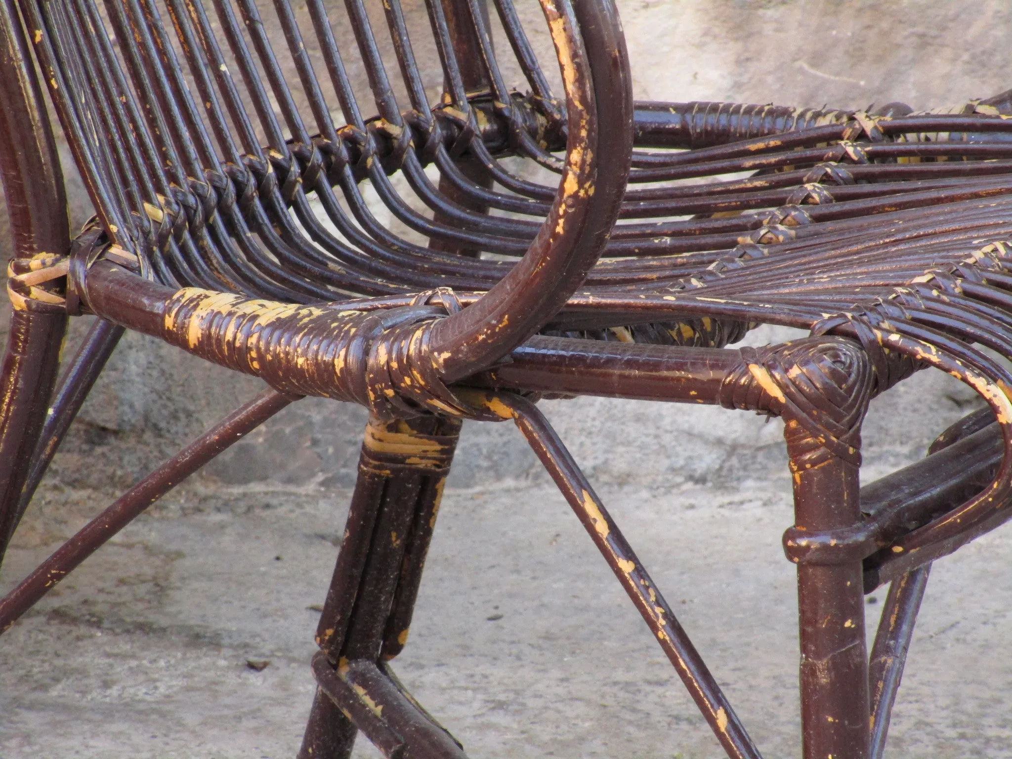 Pair of mid-century French rattan armchairs