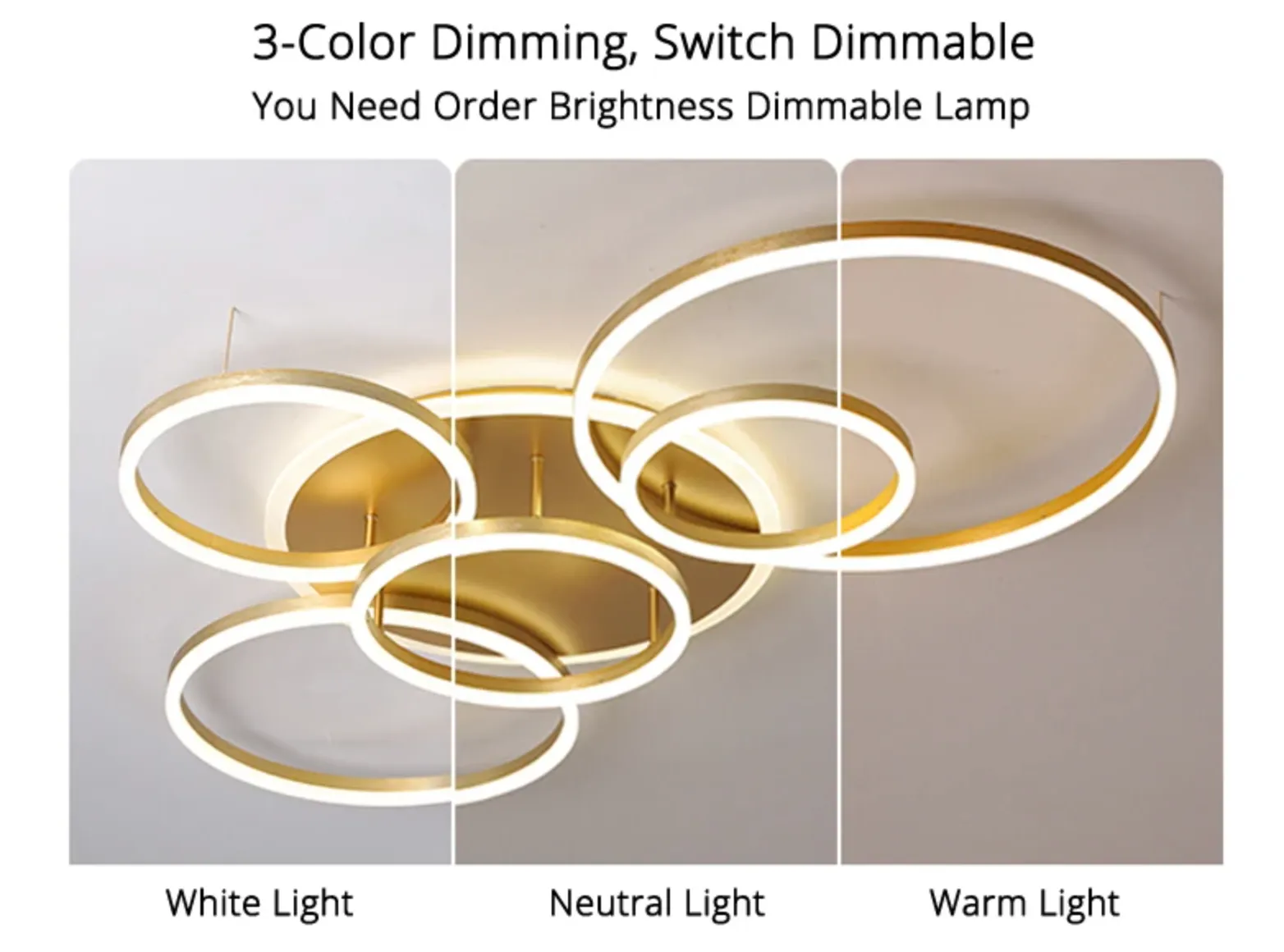 QIYI Round design Gold White Modern LED Chandelier Lighting