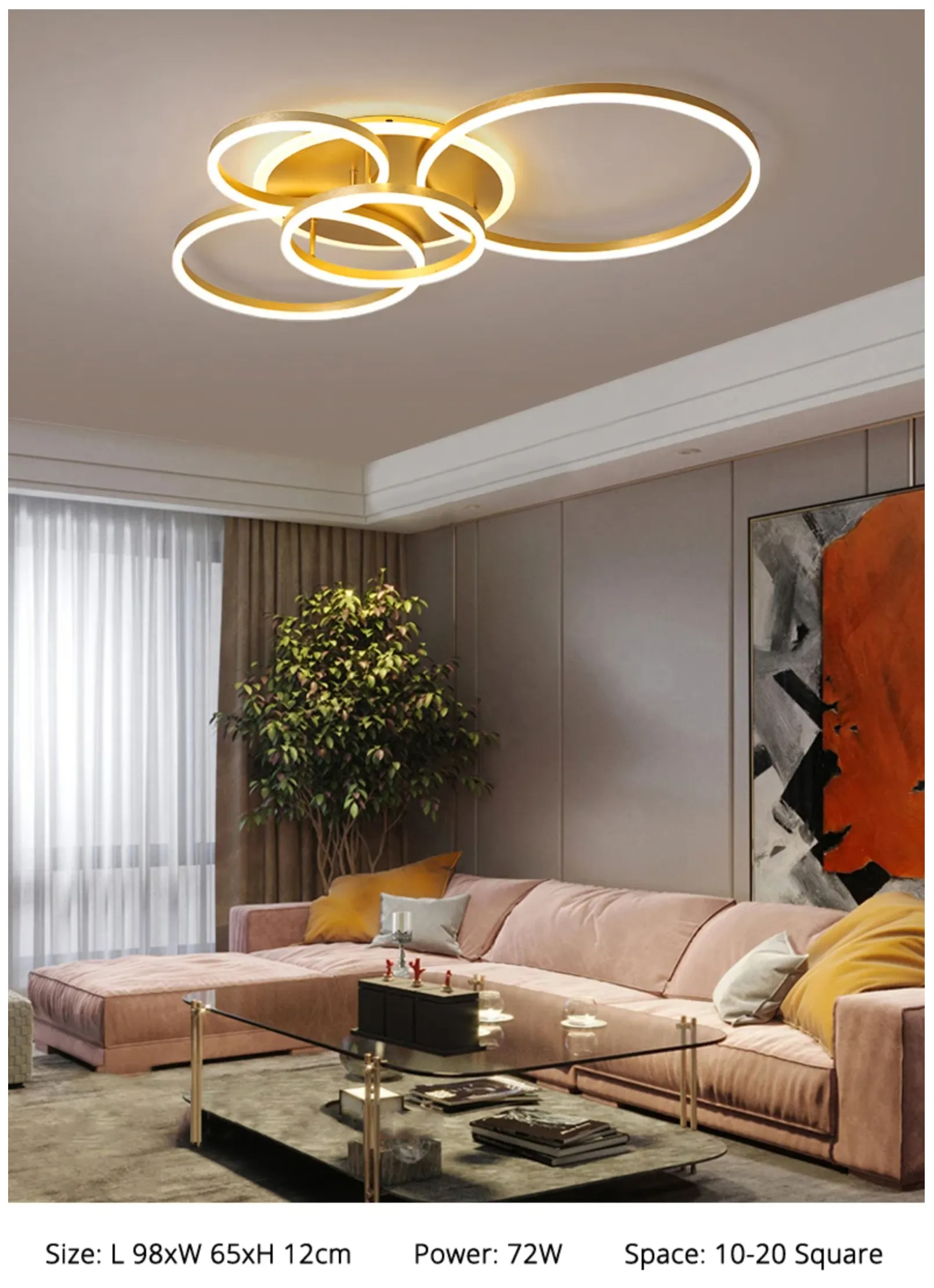 QIYI Round design Gold White Modern LED Chandelier Lighting