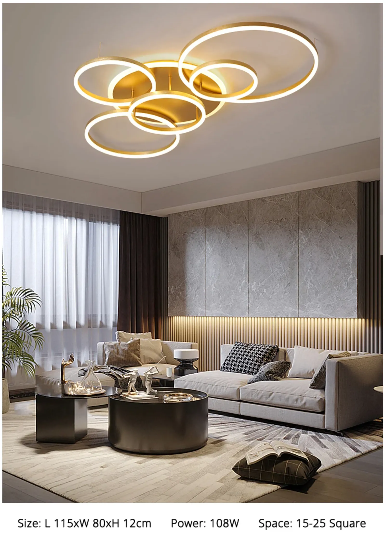 QIYI Round design Gold White Modern LED Chandelier Lighting