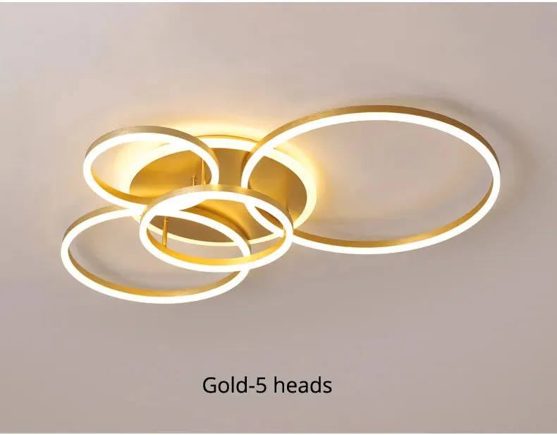 QIYI Round design Gold White Modern LED Chandelier Lighting