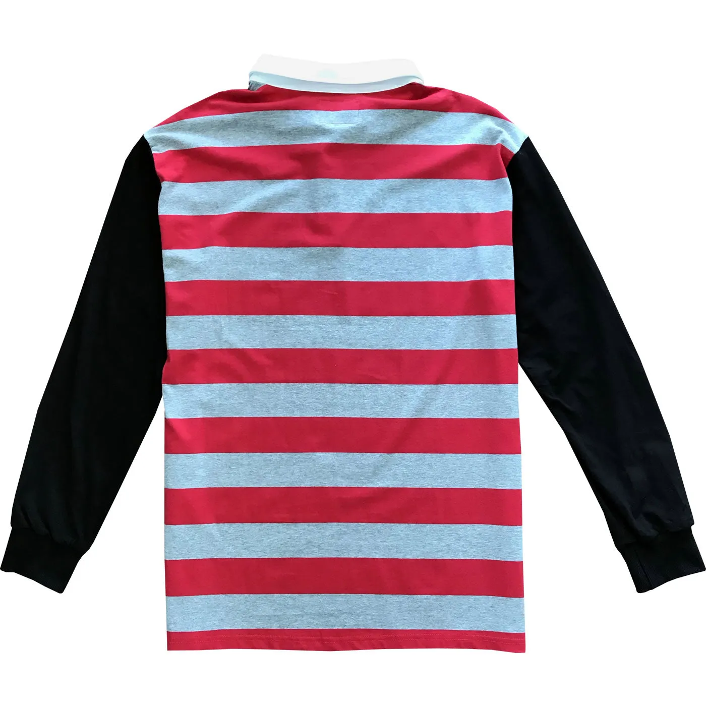 Red and Grey Striped Mens Rugby Shirt
