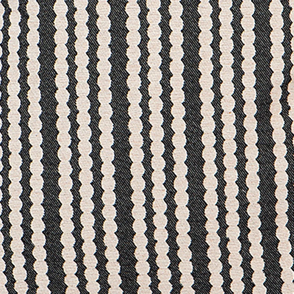 Scallop Stripe Merino Wool Fabric Black