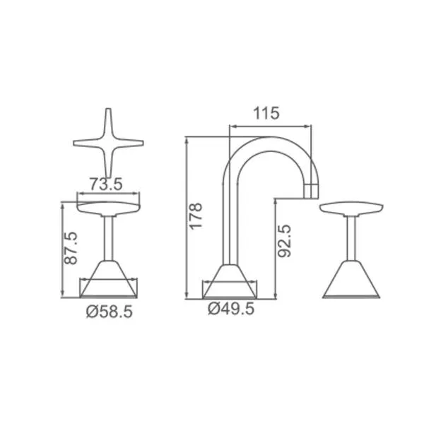 Sea Star goose-neck outlet Basin Set - WT250