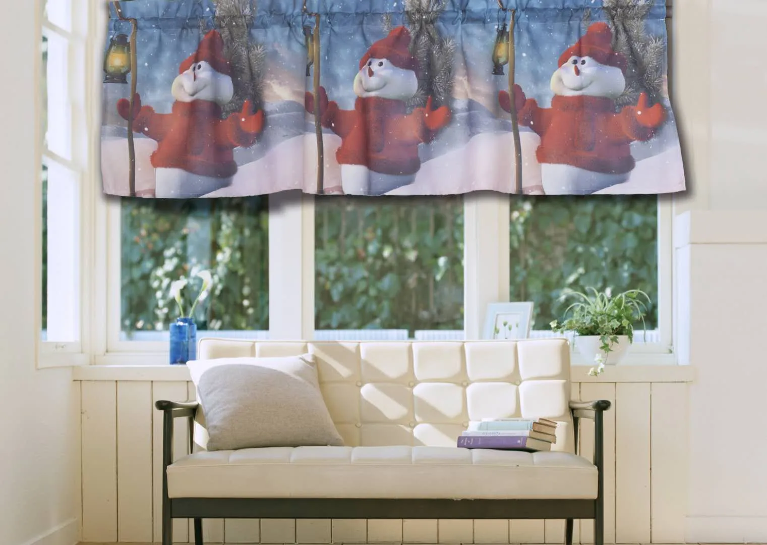 Seasonal Christmas Splendours Pattern Decorative Window Treatment Rod Pocket Curtain Straight Valance