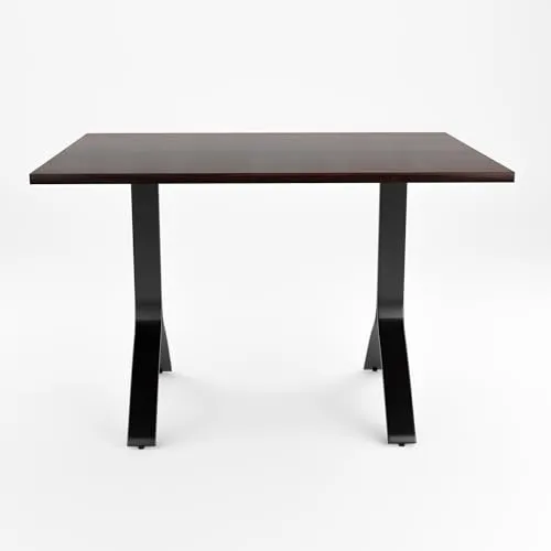 SIYARA DESIGN Elixir Solid Sheesham Wood Dining Table 4 Seater with Iron Leg Chair for Living Room | Sheesham Wood Dining Set | Hotel Restaurant Dining Set | (Walnut, Black Legs)