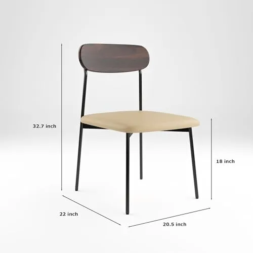 SIYARA DESIGN Elixir Solid Sheesham Wood Dining Table 4 Seater with Iron Leg Chair for Living Room | Sheesham Wood Dining Set | Hotel Restaurant Dining Set | (Walnut, Black Legs)
