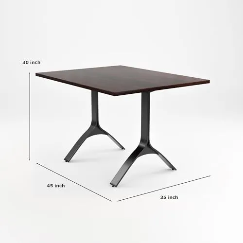 SIYARA DESIGN Elixir Solid Sheesham Wood Dining Table 4 Seater with Iron Leg Chair for Living Room | Sheesham Wood Dining Set | Hotel Restaurant Dining Set | (Walnut, Black Legs)