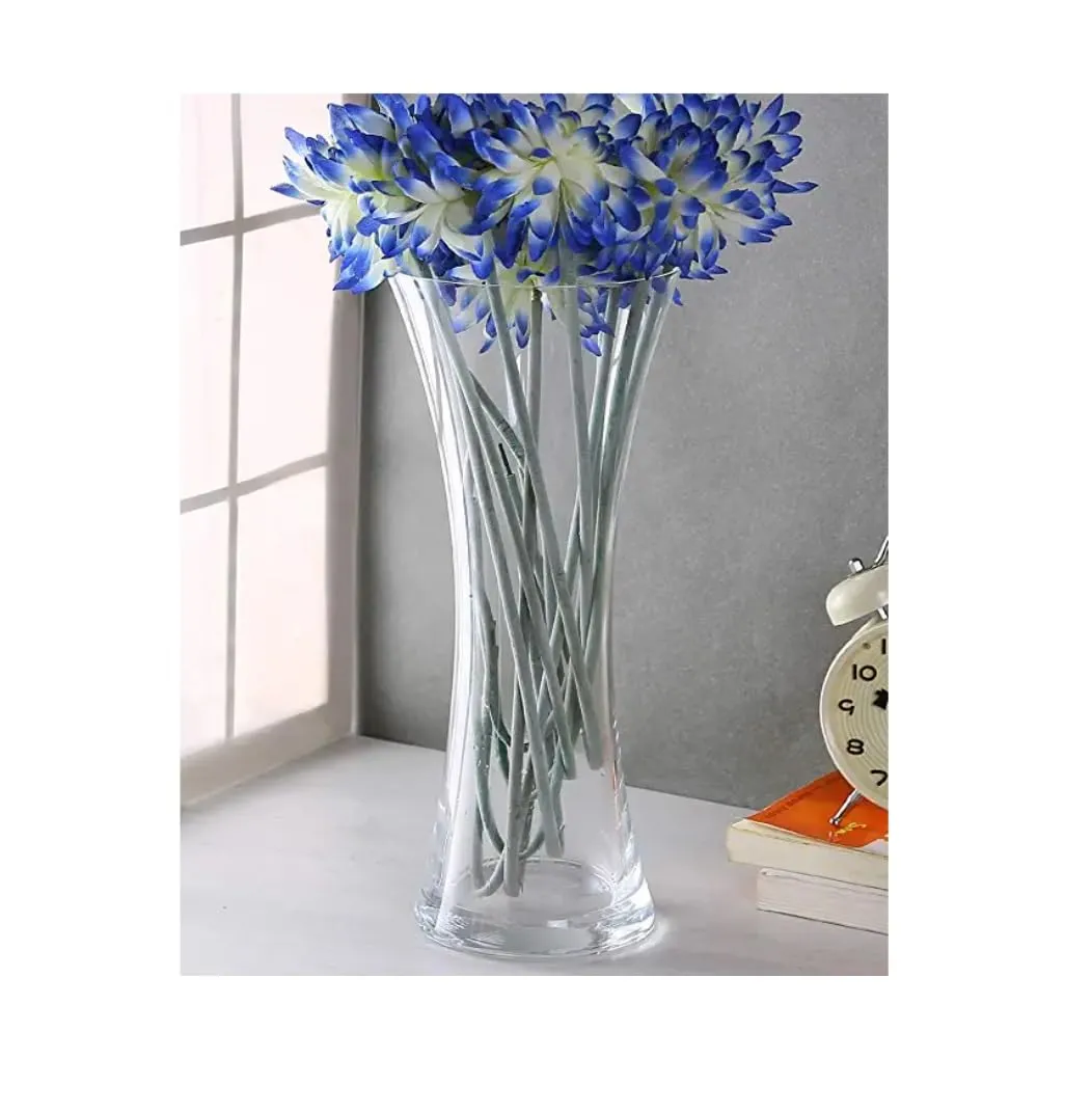 SPHINX Concave Shape Decorative Glass Vase for Flowers Live Plants Bamboo Money Plants Home Office Living Room Table Decorations, Vases for Home Decor, Gift - (Height 8 inches)- 1 Piece