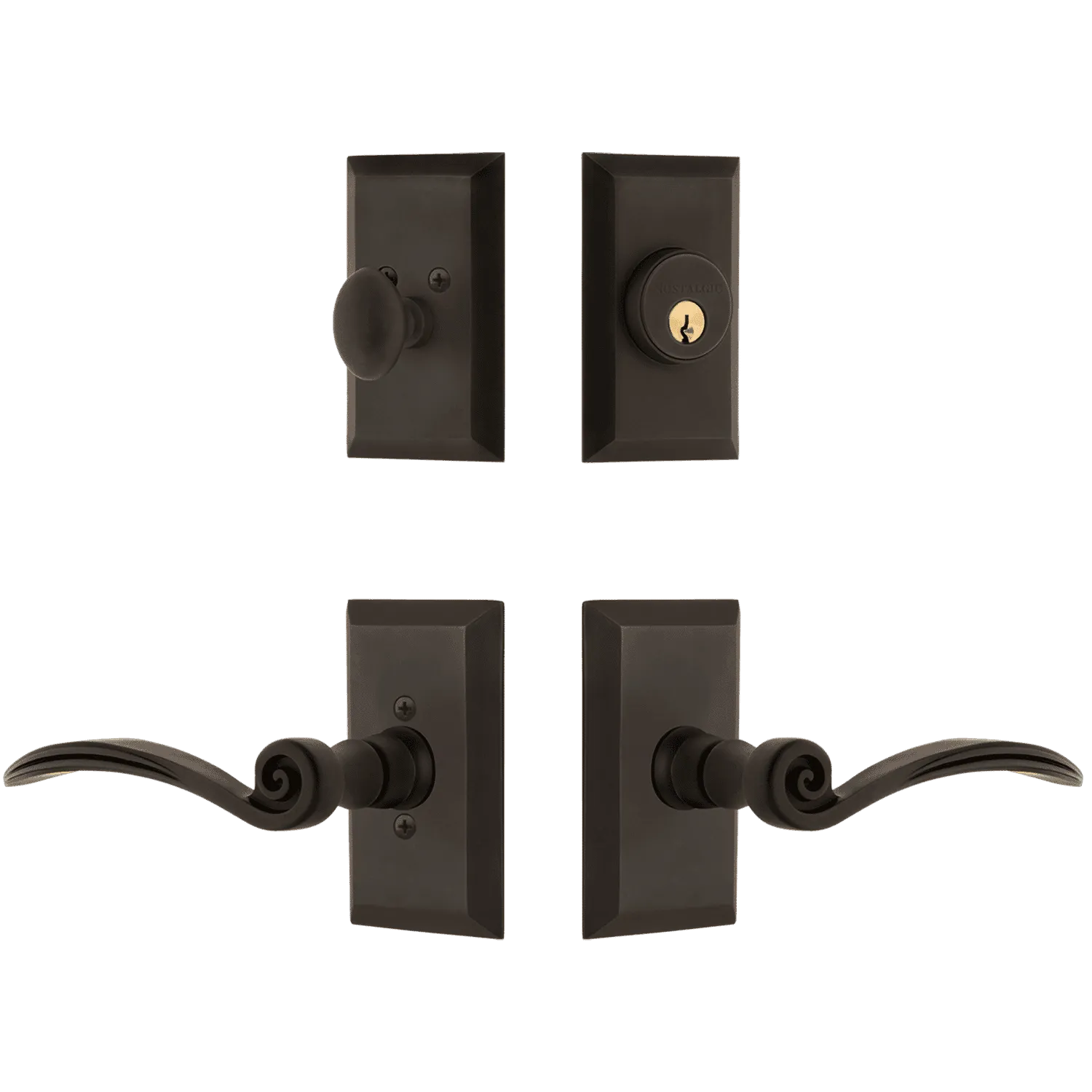 Studio Entry Set with Swan Lever in Oil-Rubbed Bronze