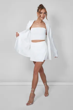 Tailored Wrap Mini Skort Cream