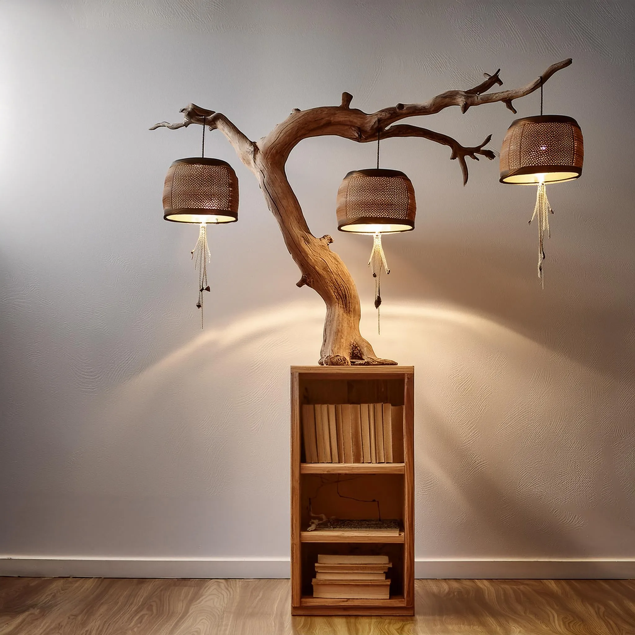 Tree Branches Lamp Floating Wall Bookshelf Custom Decor