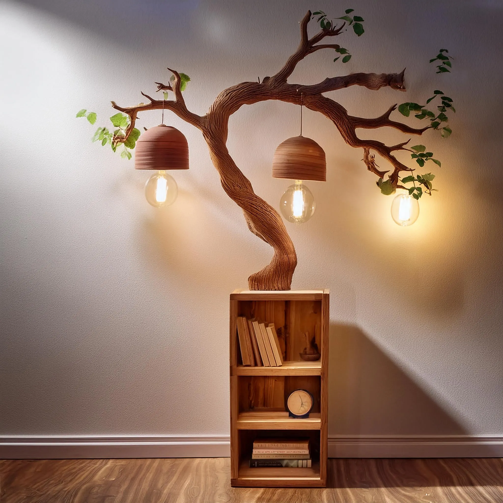 Tree Branches Lamp Floating Wall Bookshelf Custom Decor