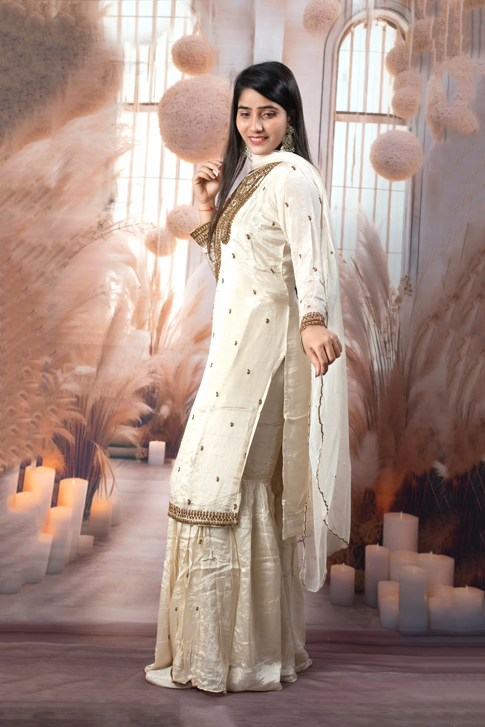 Trendy Cream Color Ladies Suits