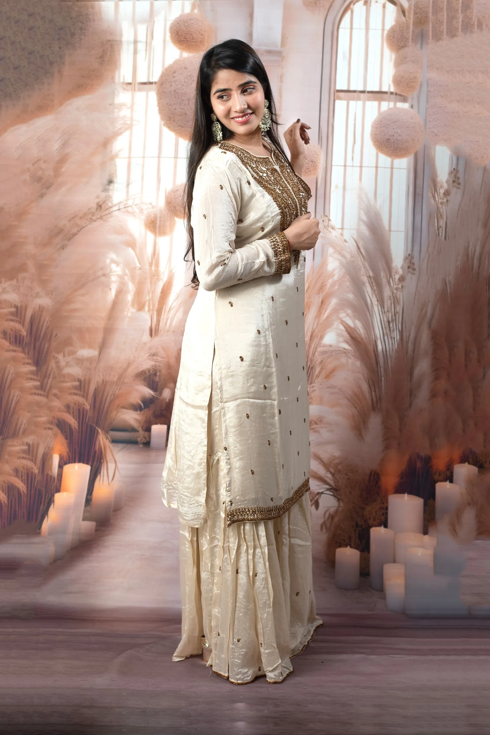Trendy Cream Color Ladies Suits