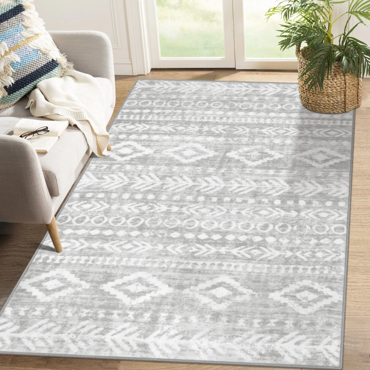 Varena Modern Rustic Farmhouse Moroccan Tribal Grey/White Rug