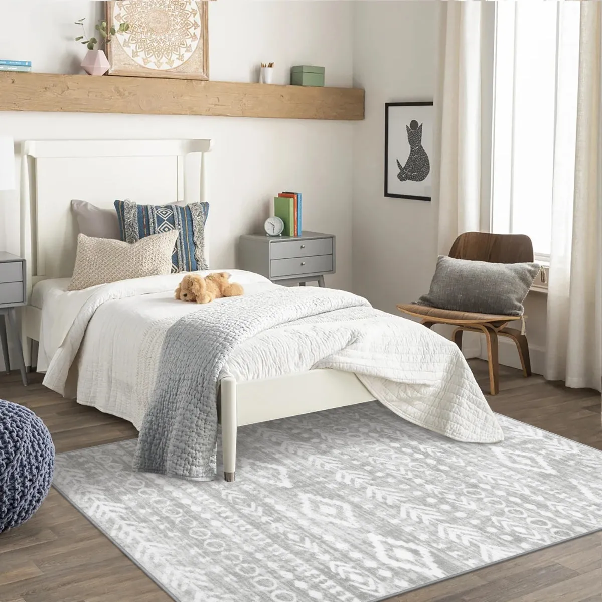 Varena Modern Rustic Farmhouse Moroccan Tribal Grey/White Rug