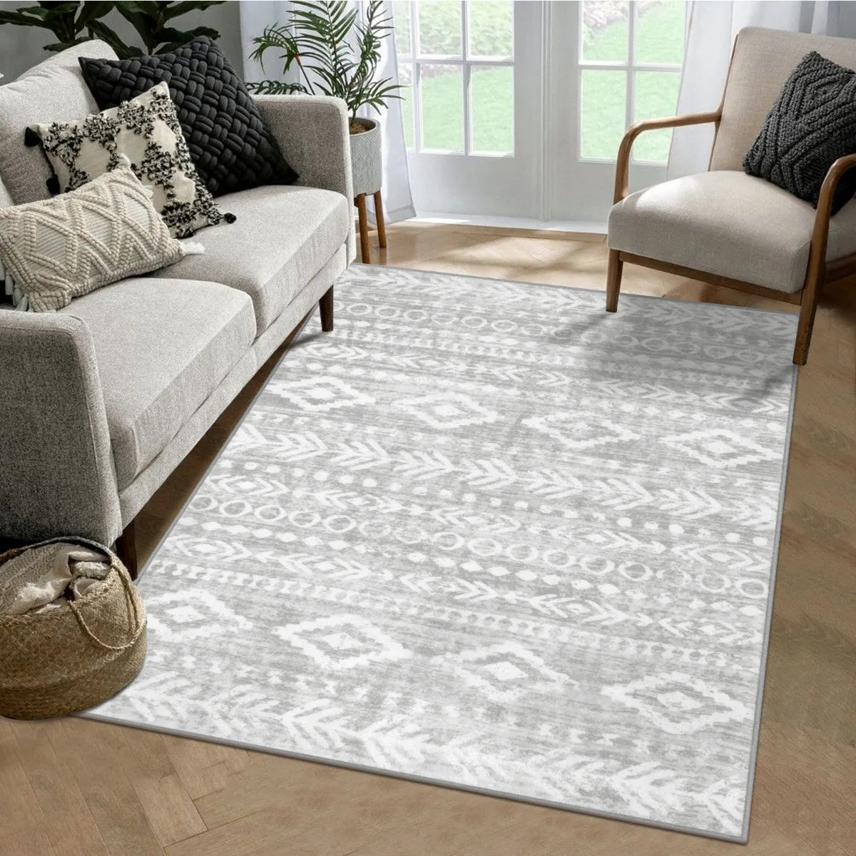 Varena Modern Rustic Farmhouse Moroccan Tribal Grey/White Rug