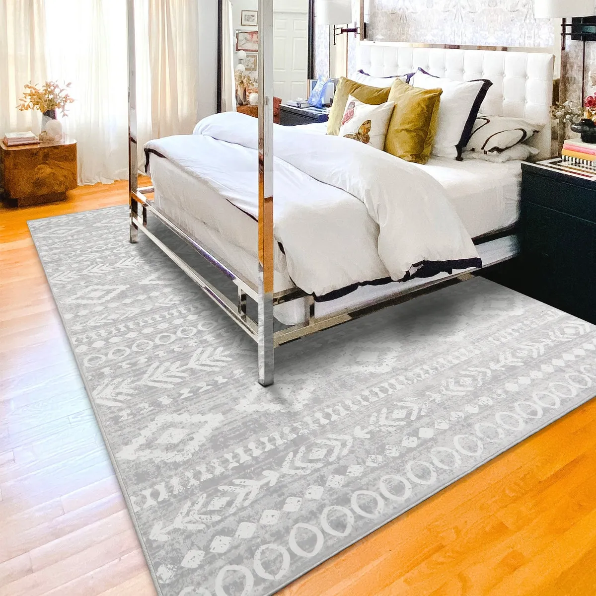 Varena Modern Rustic Farmhouse Moroccan Tribal Grey/White Rug