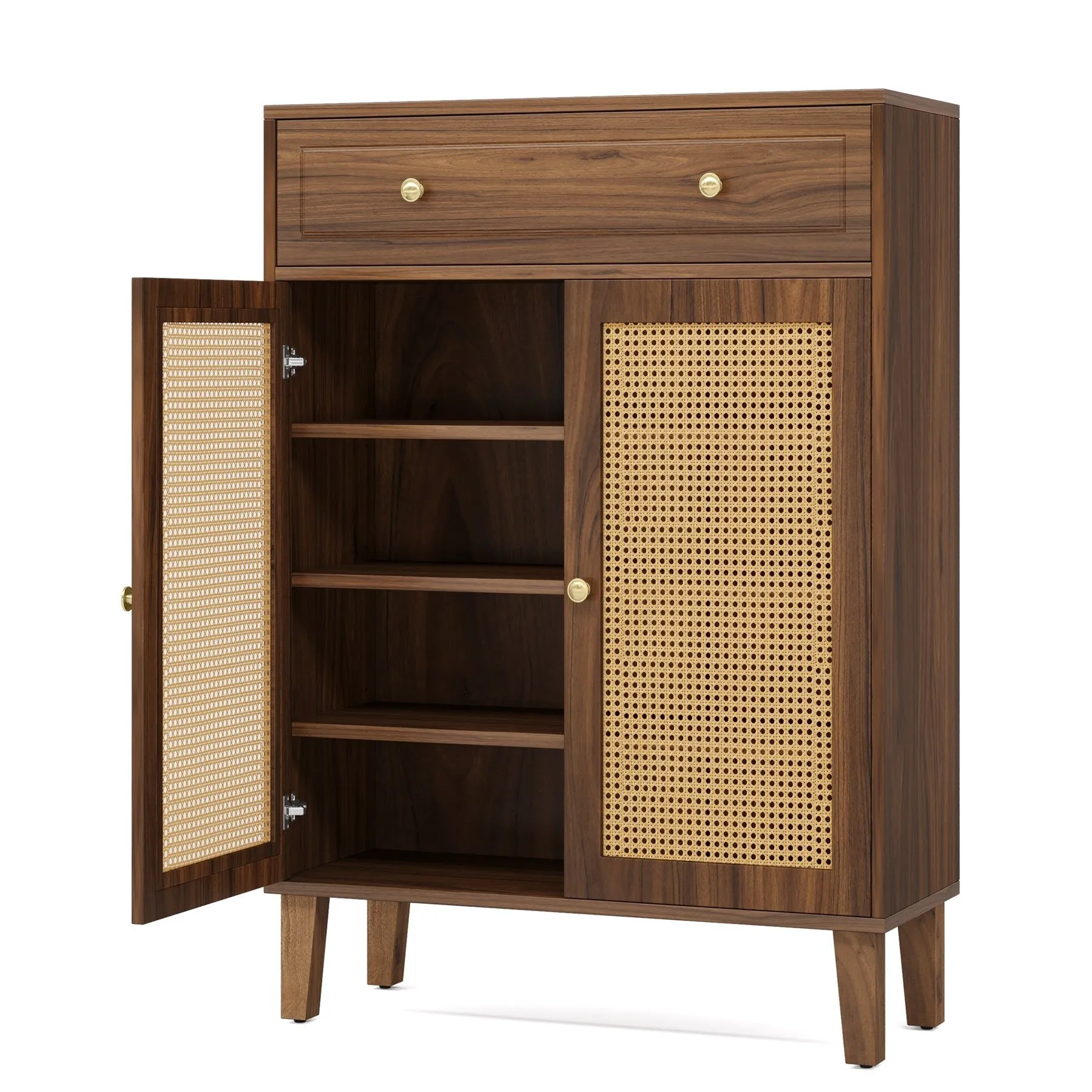 Wooden Storage Cabinet Sideboard with Adjustable Shelves and Drawer