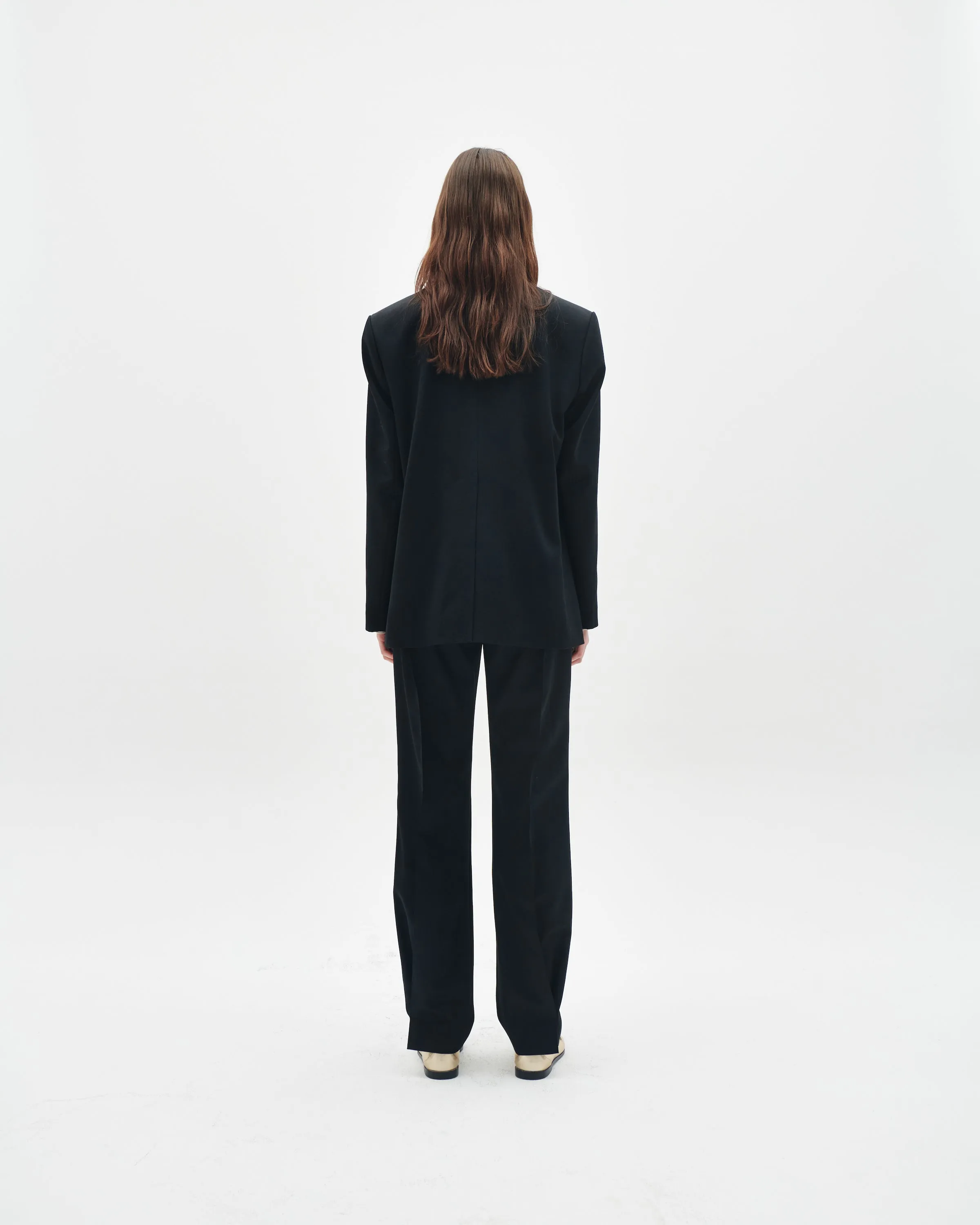 Wool tailored draped jacket