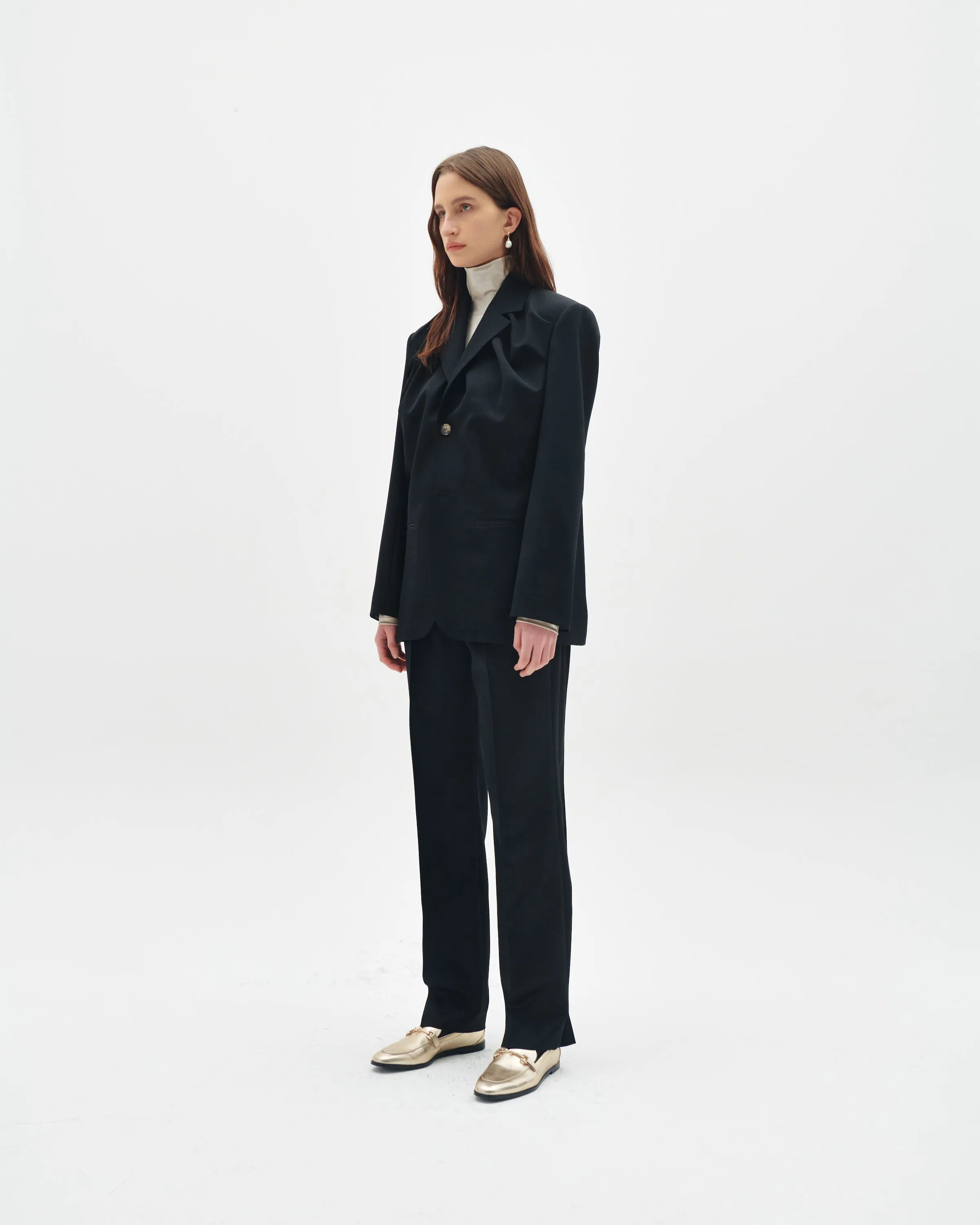 Wool tailored draped jacket