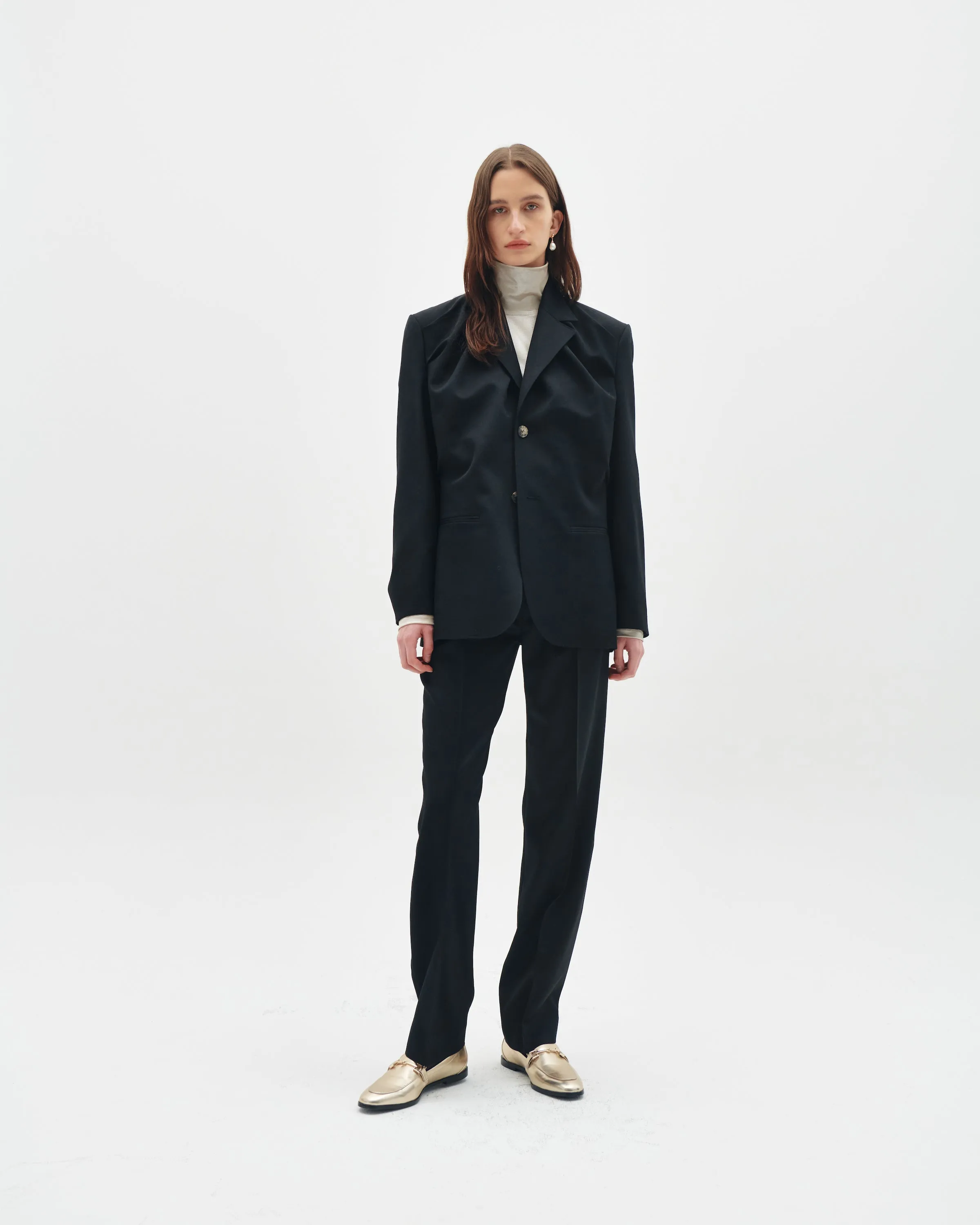 Wool tailored draped jacket